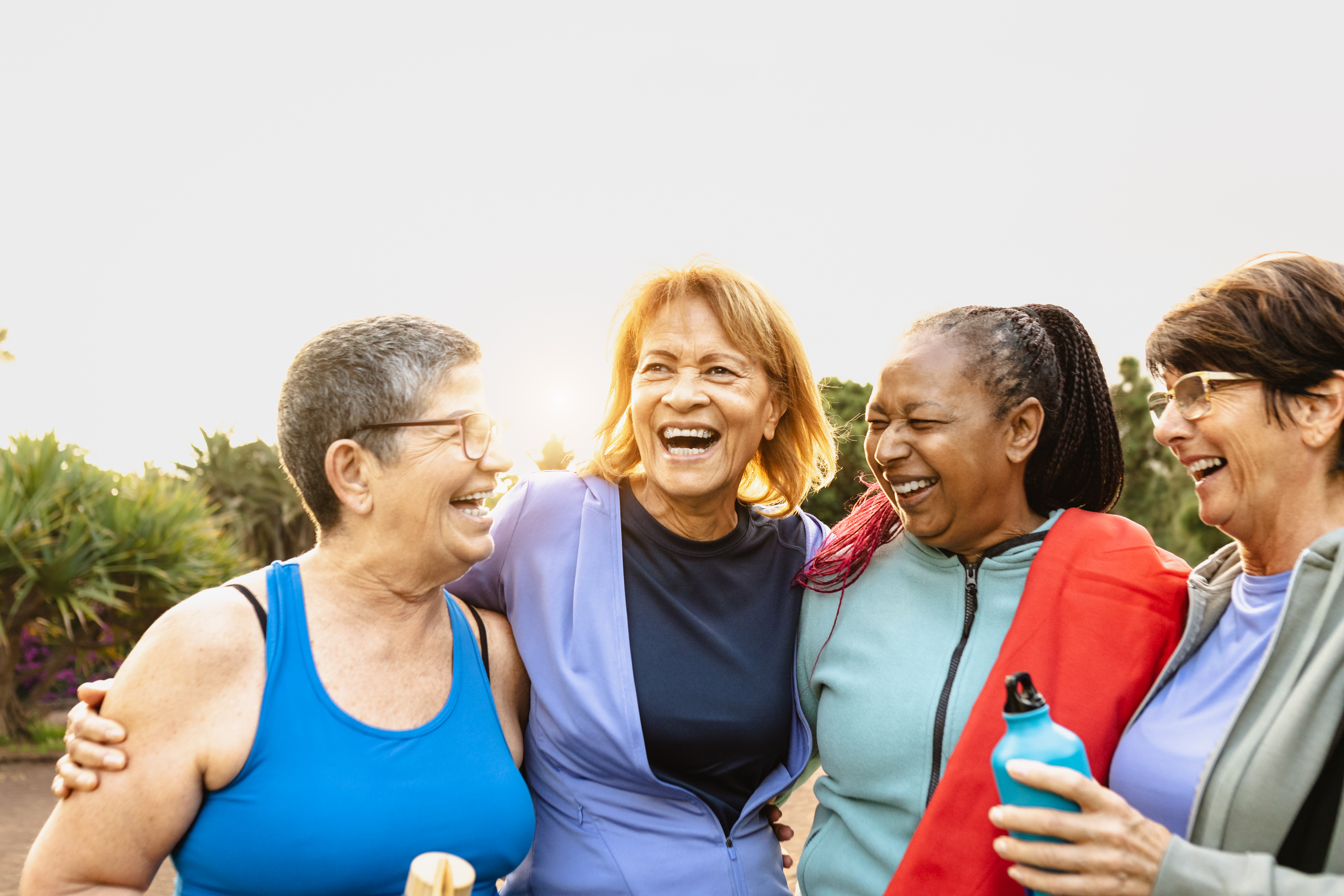 group of women celebrating together after an exercise class