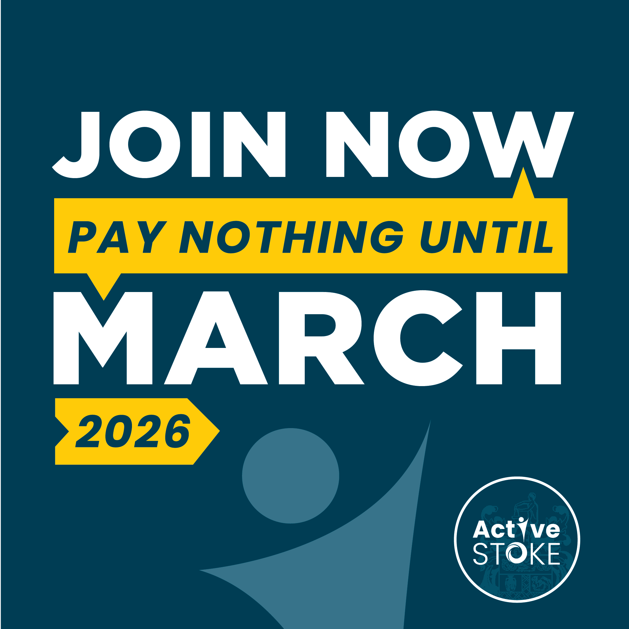 Join an Active Stoke leisure centre and pay nothing until March 2026