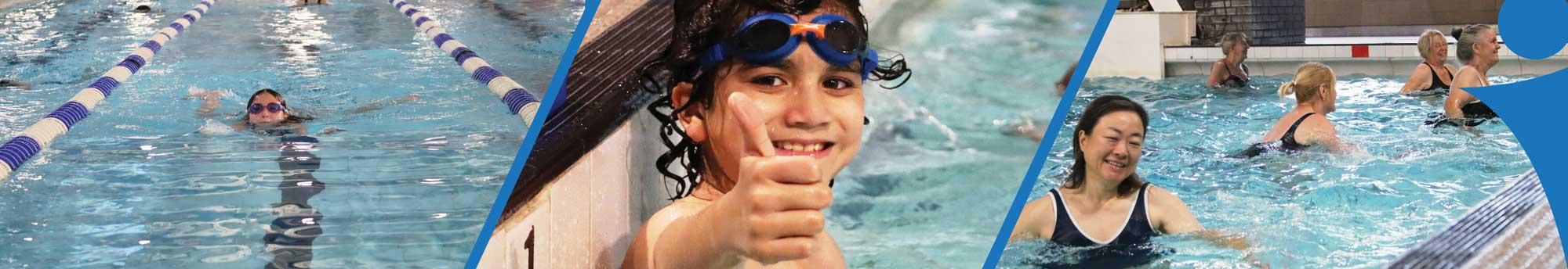 Children and adults swimming at Fenton Manor Sports Complex