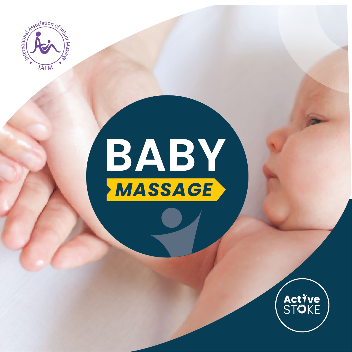 Image shows a relaxed baby getting its arm massaged