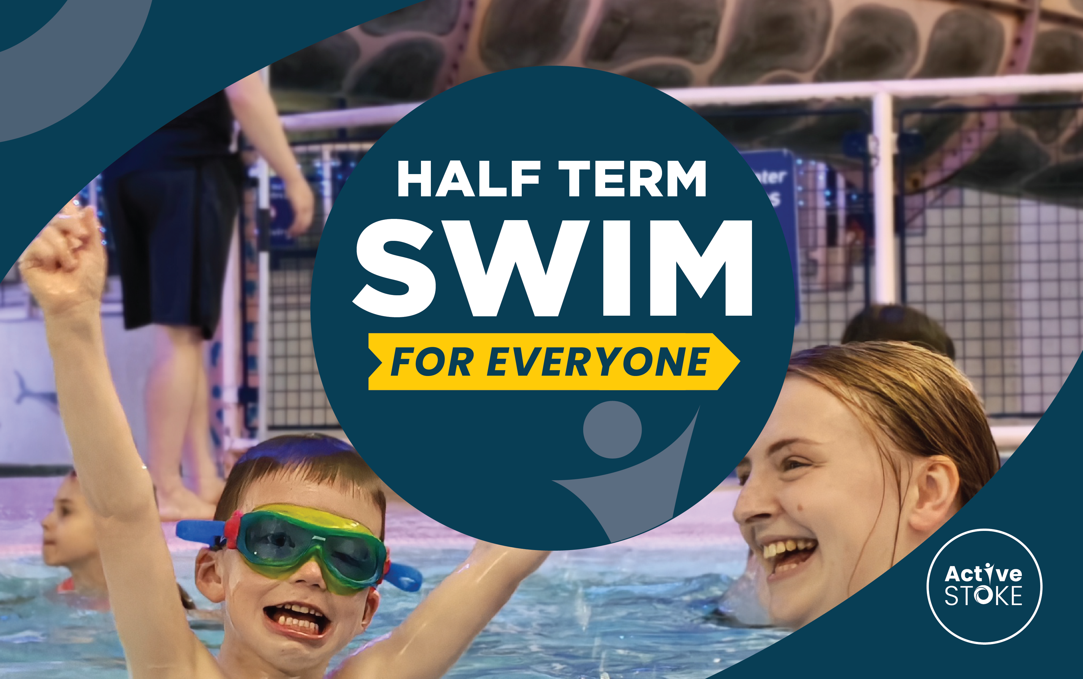 Children in a pool to advertise February half term swim sessions