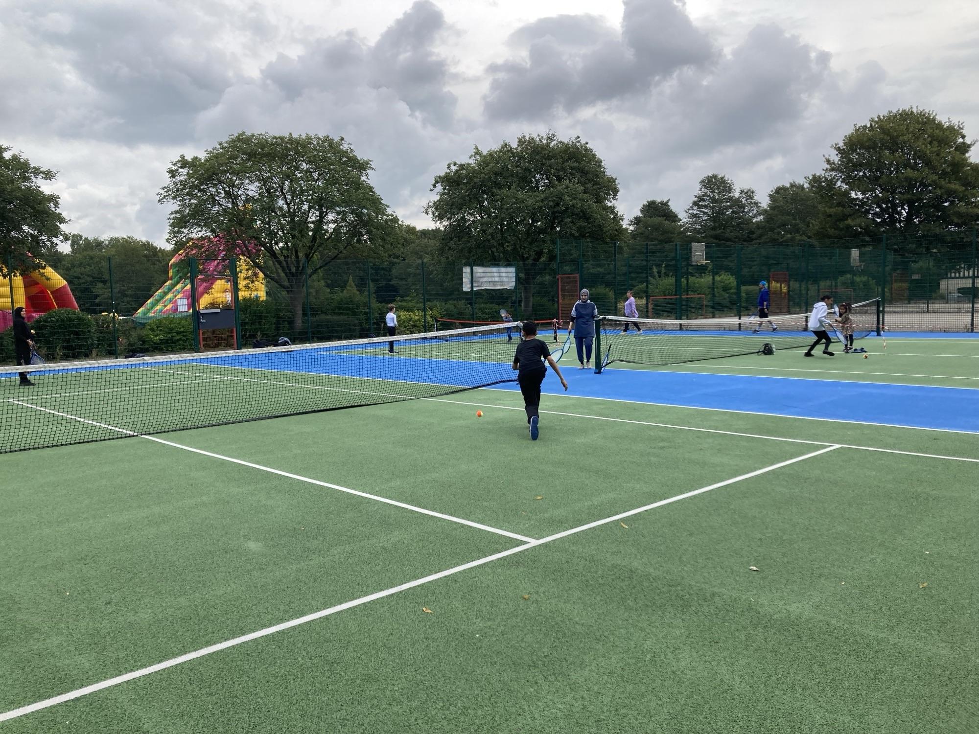 a tennis court in hanley park