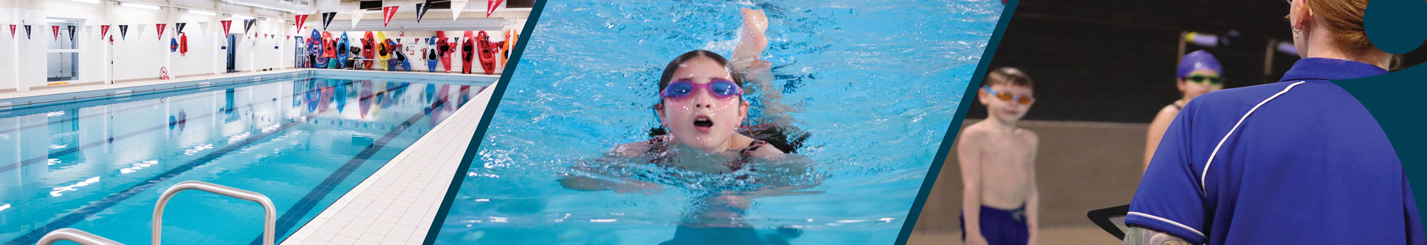 3 images of families enjoying swimming lessons in stoke on trent